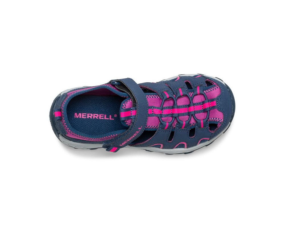 Merrell Hiking Shoes Navy/Pink - Hydro Moc H2O Hiker - Kids 30UIHKBRY